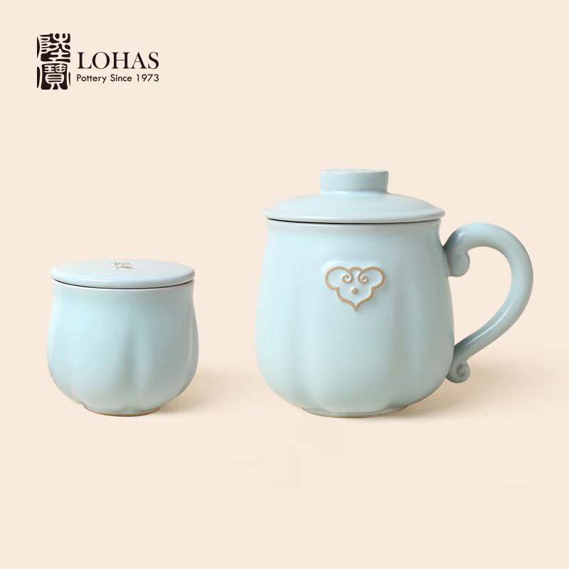 Lu Bao Auspicious Cloud Ruyi Ceramic Covered Cup