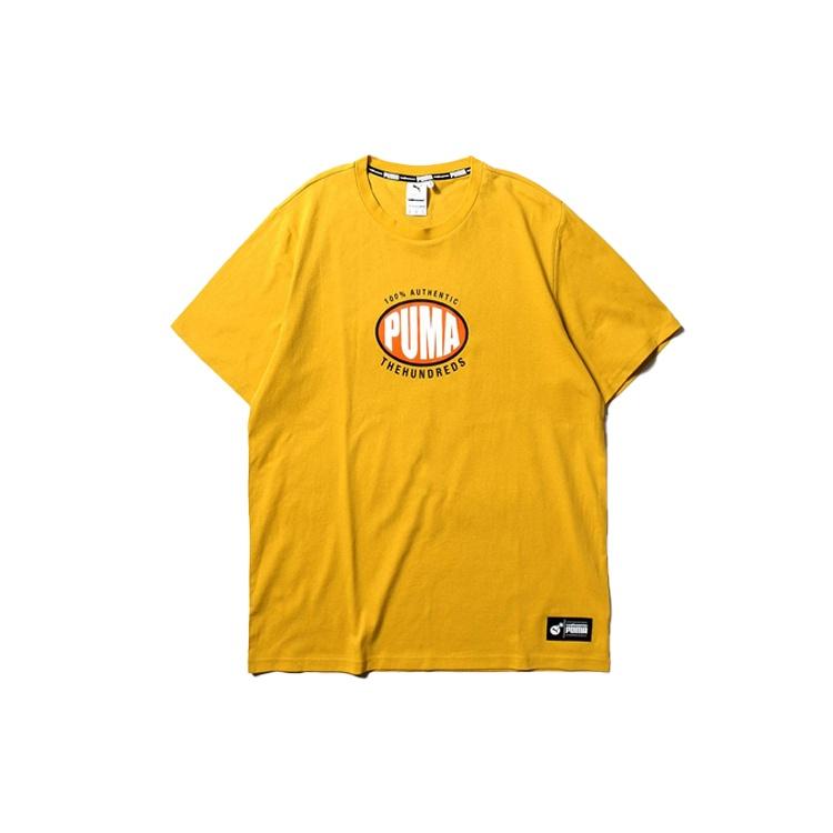 PUMA x The Hundreds Logo Printed Short Sleeve TEE Gold Men s 596750-25 XS