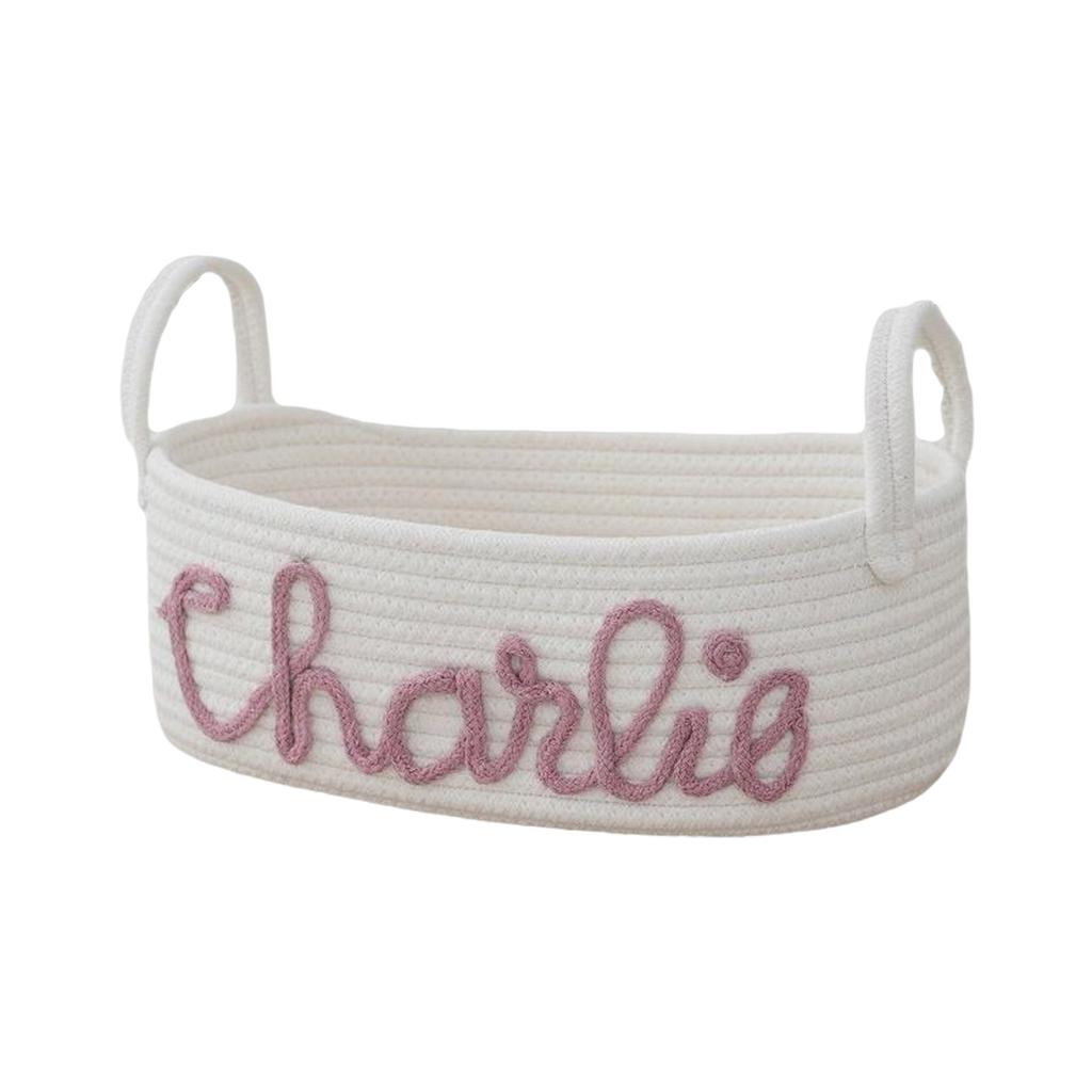 Tabletop Nordic Style Cotton Storage Basket Foldable Storage Baskets With Handles Rope Wrapped Letter Storage Basket