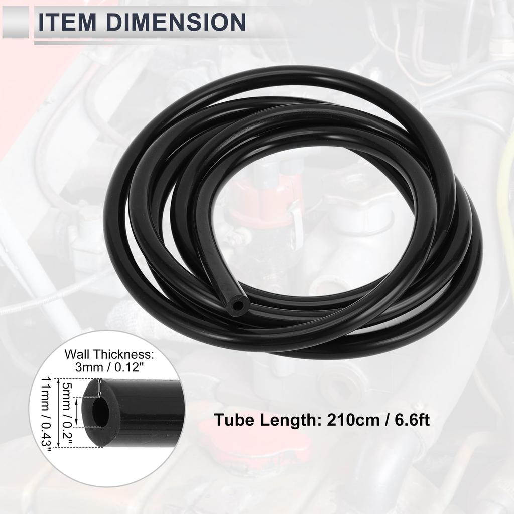 RATCHROLL 1PC Universal Silicone Vacuum Tube Hose High Temperature 6.6FT 3/16" 5mm ID 3.0mm