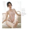 Man Desire Erotic Underwear Sexy Deep V One-piece Lace Hidden Buckle Suspender Pajamas Pure Desire Nightdress Backless Perspective Suit