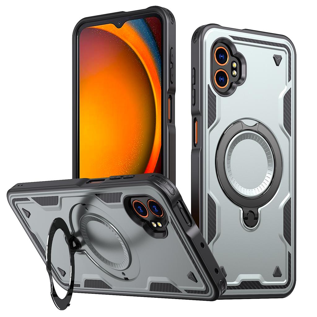 Case For Samsung Galaxy Xcover 7 Pro Armor Shockproof 360° Rotating Magnetic Metal Stand Soft TPU Frame Hard Plastic Phone Cover