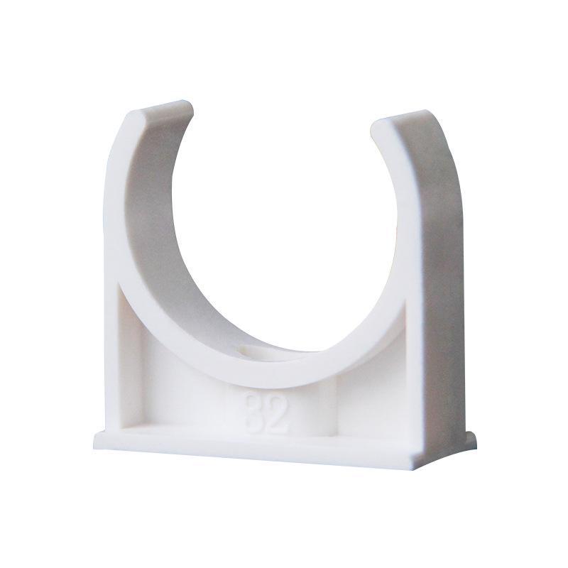 PVC U-Shaped Saddle Clamp for Wall-Mounted Water Supply Conduit, Code 202532, Rigid Pipe Fittings.