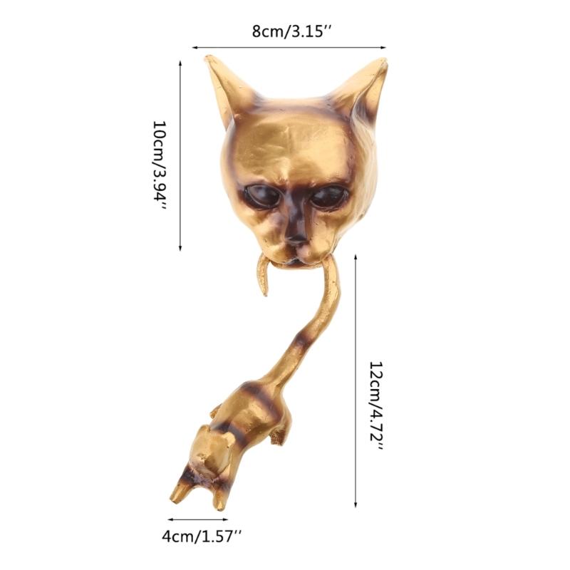 Cats Door Knocker Sculpture Cats & Mouse Ornaments Decorative Cats Mouse Deterrent Decoration Front Door Wall H