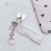Strawberry Beaded Phone Accessory Unique Pink Lace Ribbon Beaded Phone Tassels with Strawberry and Pendant