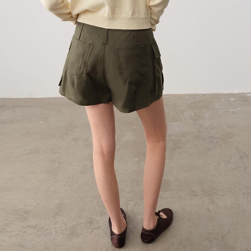 GREEN BELT Women's Tencel Linen A-line Cargo Shorts