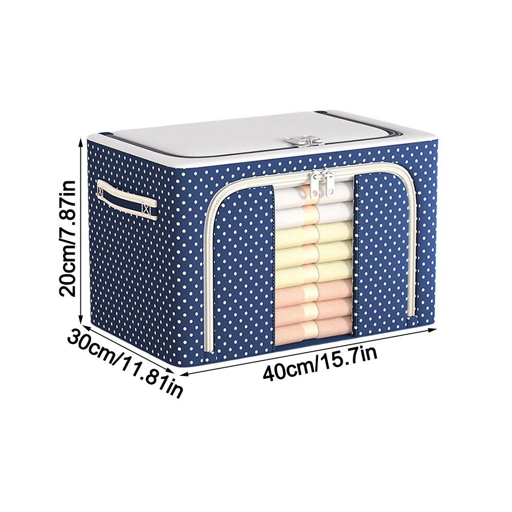 Foldable Steel Frame Organizer Waterproof Fabric Wardrobe Storage Bin New Clothes Storage Box blue s