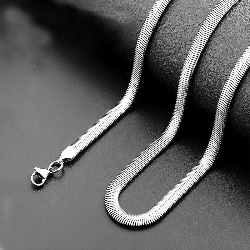 1pc Silvery Flat Snake Bone Chain Necklace HipHop Necklace for Women Fashion Jewelry