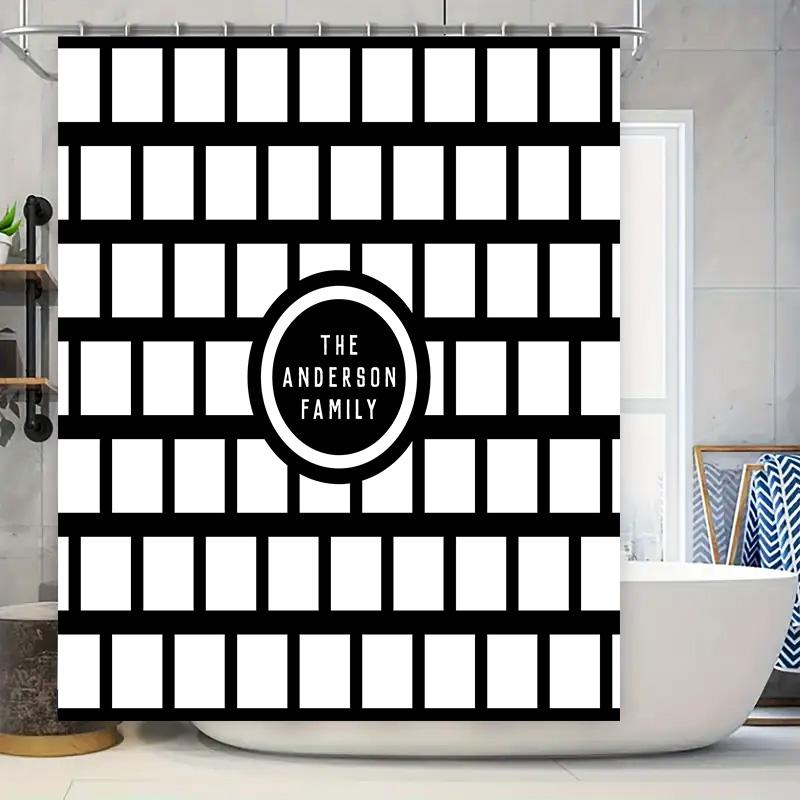 

Customizable Personalized Bath Shower Curtain Set for Home Decor Black White Brick Design with Custom Name Logo Printing (69 x 7 90x180cm