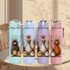 1PC Fluffy Bird Farm Animal Group Print 750ml Color Plastic Sports Water Bottle Leakproof Flip Straw Lid Suitable for Sports Office Home Use