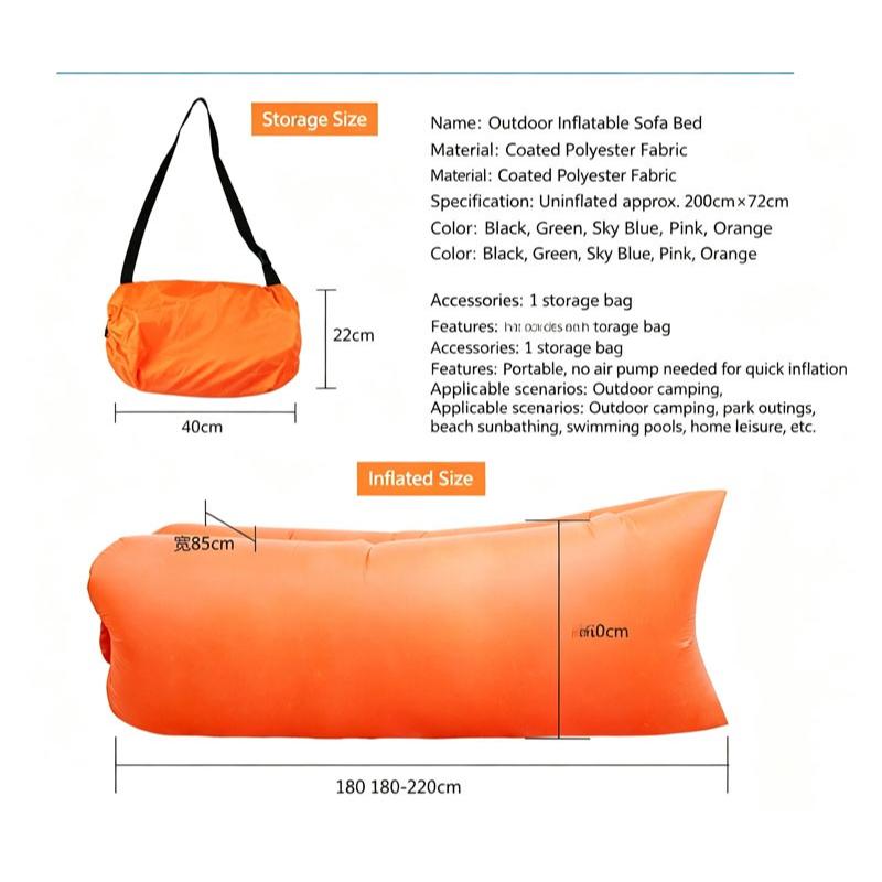 Aufblasbare Liege Strandstuhl Zubehör Luftsofa Hängematte für Outdoor Camping Hinterhof Seeufer mit Kompressionssack