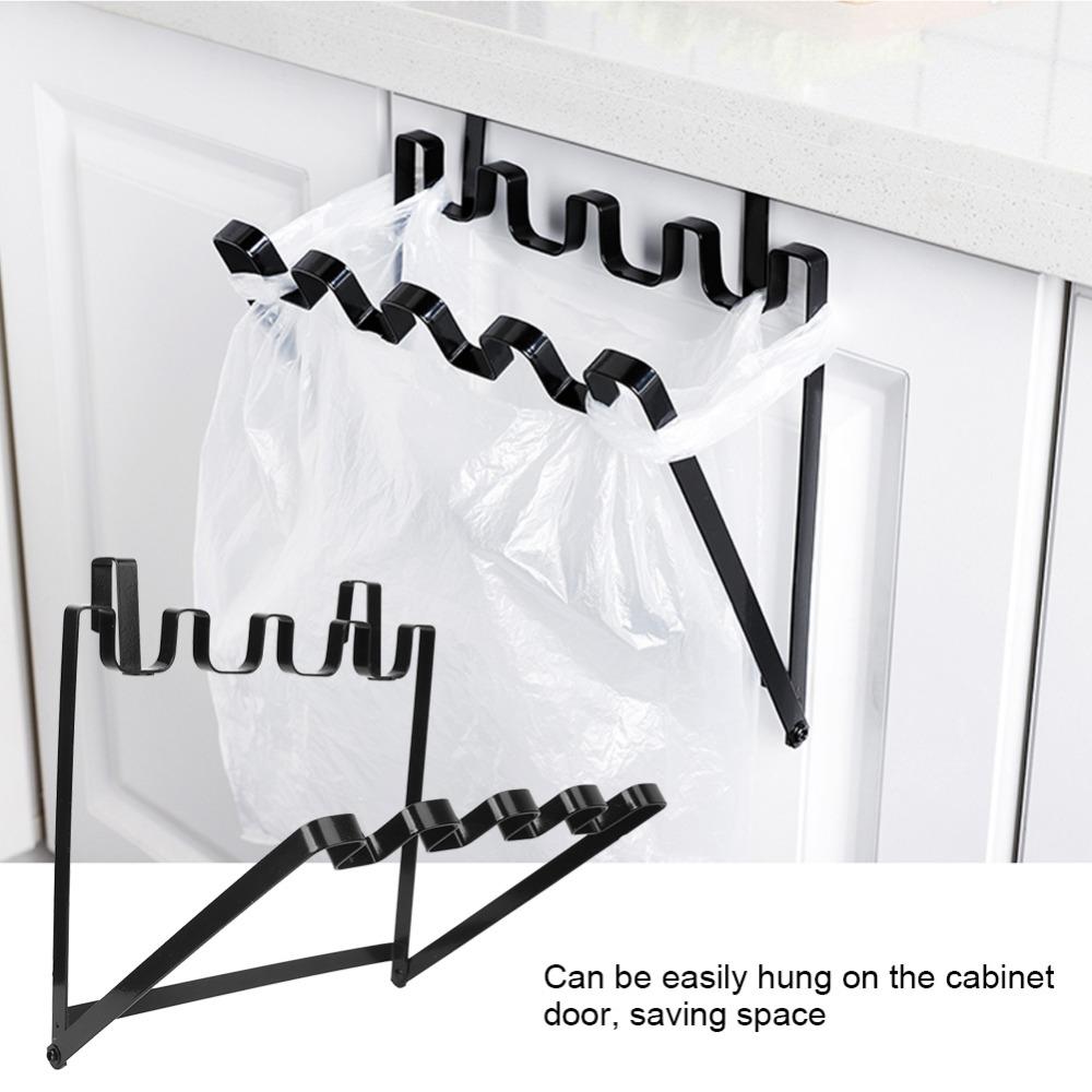 Over Cabinet Door Waste Bag Rack Hanging Type Garbage Bag Hanging Rack Trash Bag Holder  Kitchen