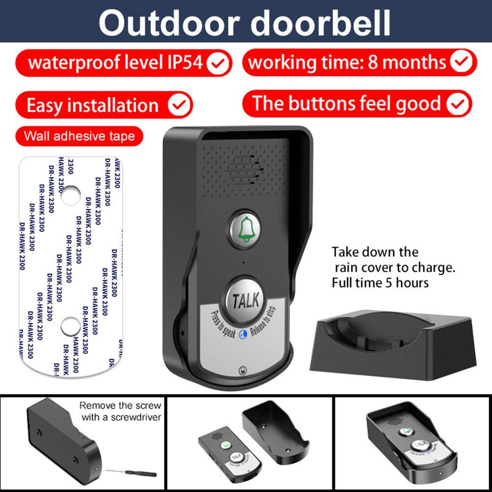 2 Way Voice Intercom Wireless Intercomunicador Audio Voice Sender and Reciever Waterproof Intercom Doorbell System for Home