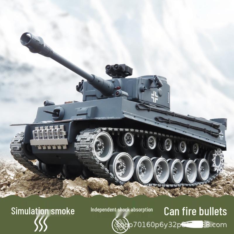 Brothers 812 German Tiger Remote Control Alloy Tank - Metal Tracked & Water Bomb Launching Toy for Boys