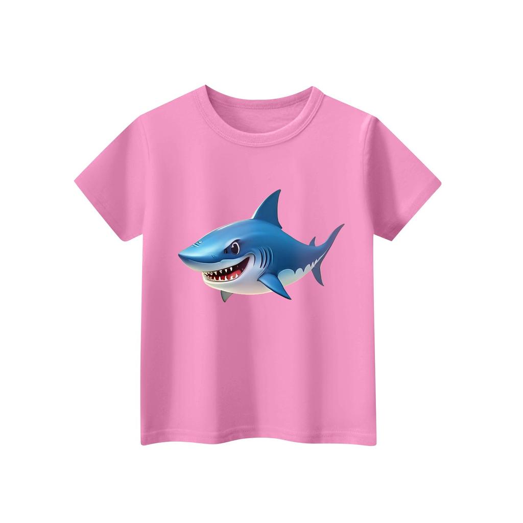 Dziecięcy T-shirt z krótkim rękawem i okrągłym dekoltem, z nadrukiem zwierzęcym, codzienny