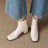 Krazing Pot Cow Skin Winter Square Toe Thick Heels Chelsea Fashion Boots Women Zip Office Lady Women Ankle Boots