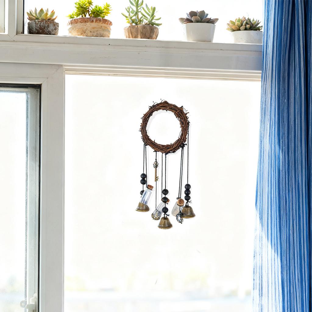 Wind Chime Door Bell Wall Hanging Bell With Wooden Beads 1pc