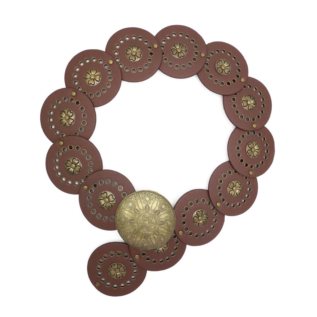 Vintage Western Denim Style Personalized Belt Women'S Metal Splicing Hollow Gas Eye Waist Seal