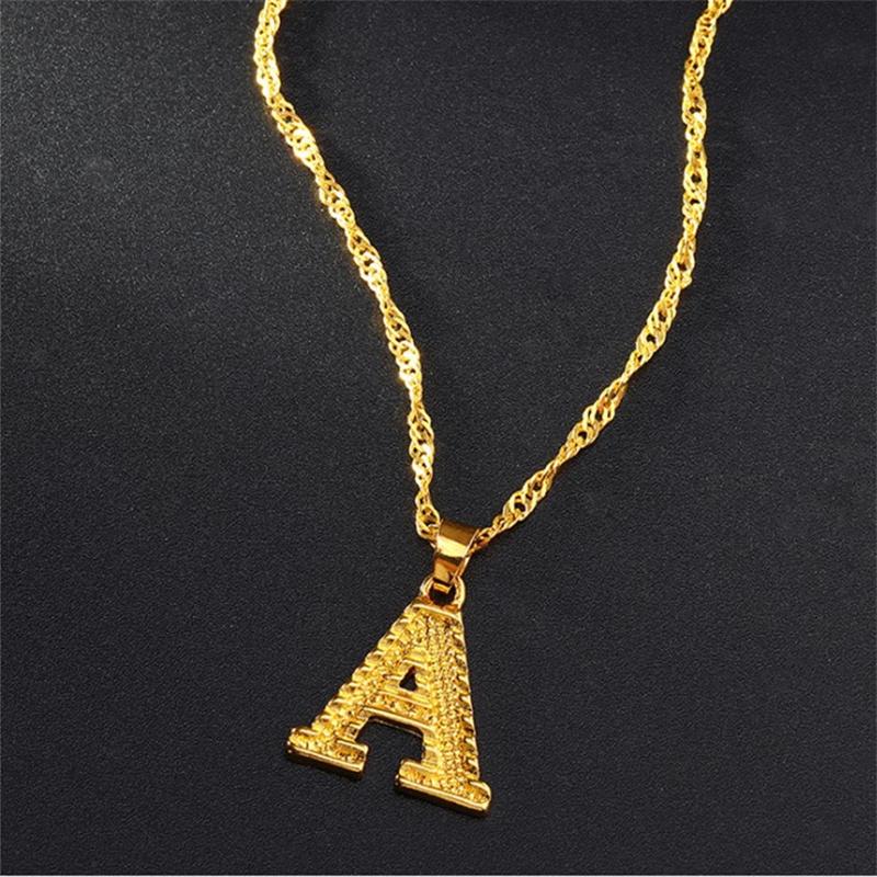 26 Alphabet Gold Plated Pendant Necklace Accessories Initial Necklace For Women Dainty Gold Letter A-Z Pendant