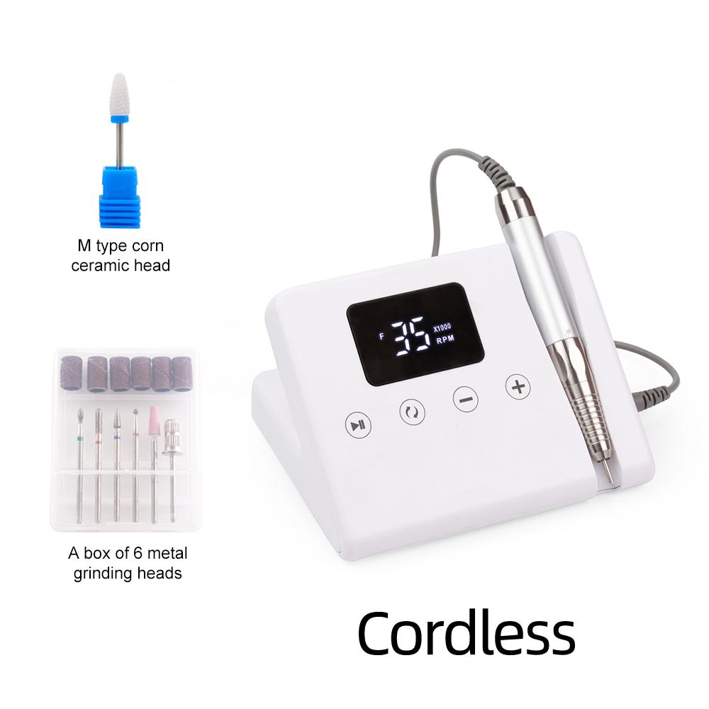 

BEPAN Brushless 35000RPM Cordless Stand Desktop Nail Drill Machine Drilling Manicure Nail Polisher 85w High Power US срібний