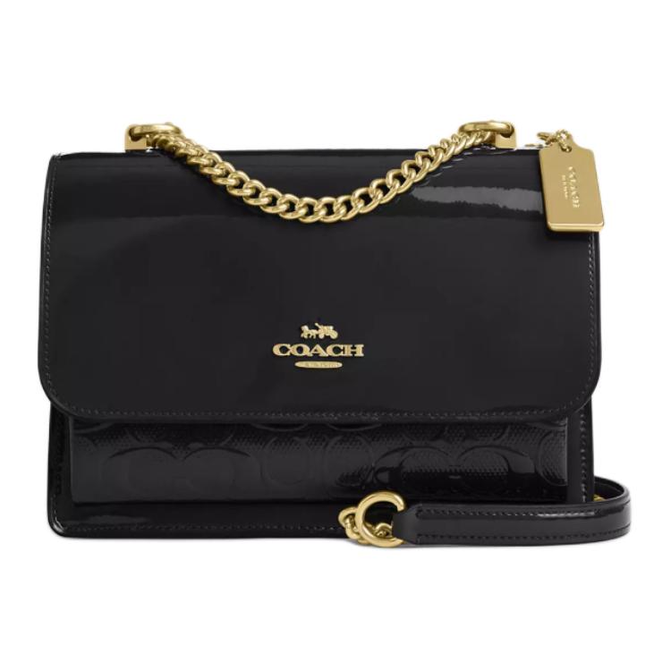

Coach Klare 22 Nameplate Snap Flap Smooth Leather And Patent Leather Shoulder Crossbody Bag Small Women bags Black CV397-IMBLK Basic Set (Bag+Dust Bag)