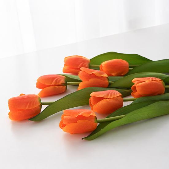 Artificial Tulip with Bendable Stem Realistic Fake Flower Low Maintenance Faux Tulip for Vase Flower Arrangement Home Party Wedding Decor