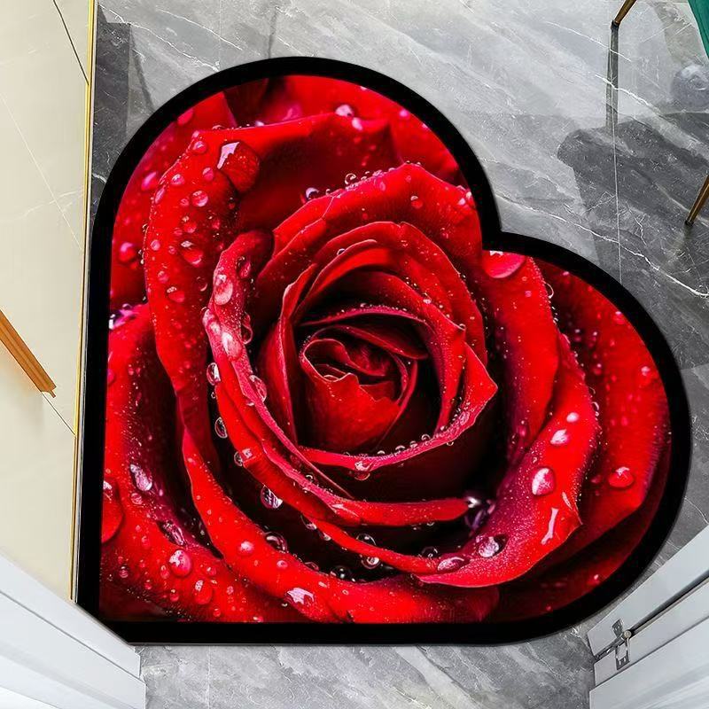 Rose Love Home Floor Mat Kitchen Bathroom Non Slip Water Absorbing Foot Mat