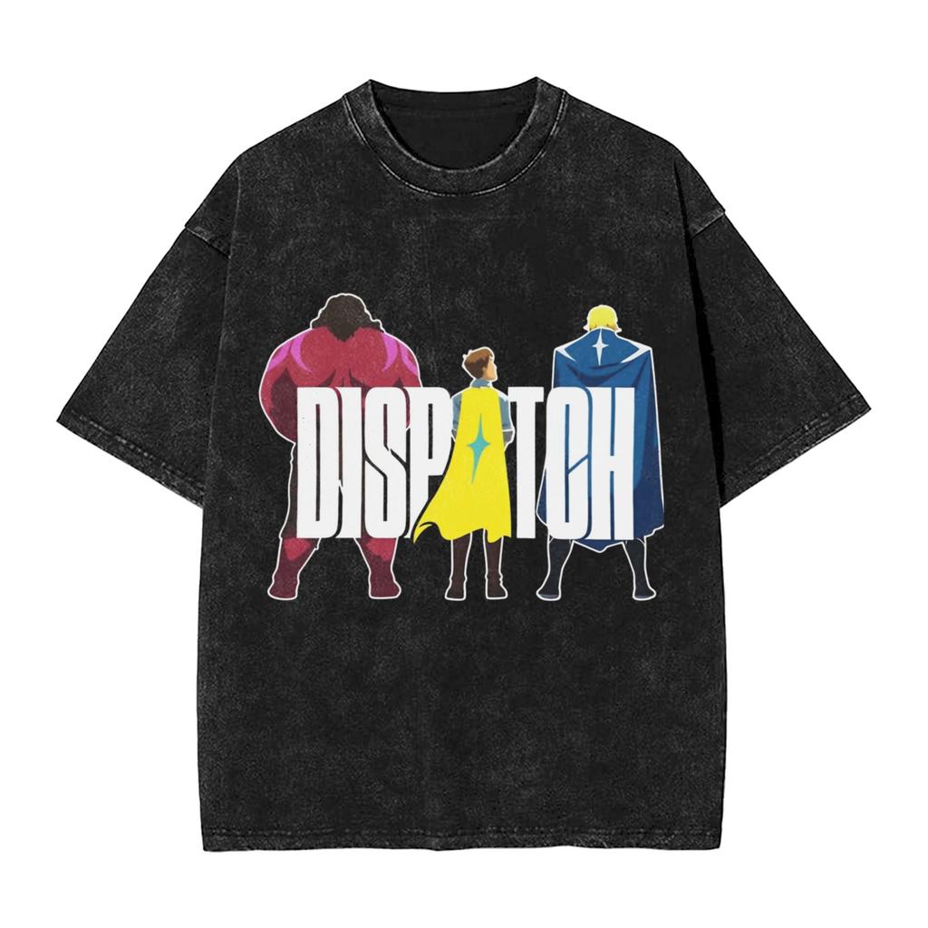 Mens TShirt Dispatch Game Washed T Shirts Fashion Summer Tees Streetwear Simple Casual Clothes Gift