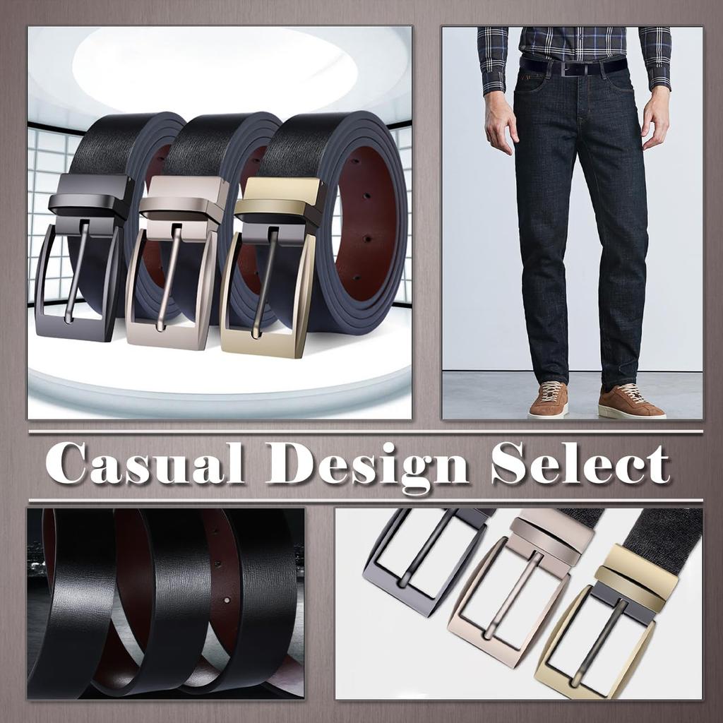[One Limitation] Leather Belt, CasualFormal, Simple Buckle, Stylish, Men's BP714 (Black)