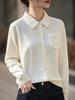 Women's Retro Versatile Cardigan: Fine Spun Wool, Soft Polo Collar, Covered Buttons, Contrasting Colors—Perfect for Spring and Autumn.