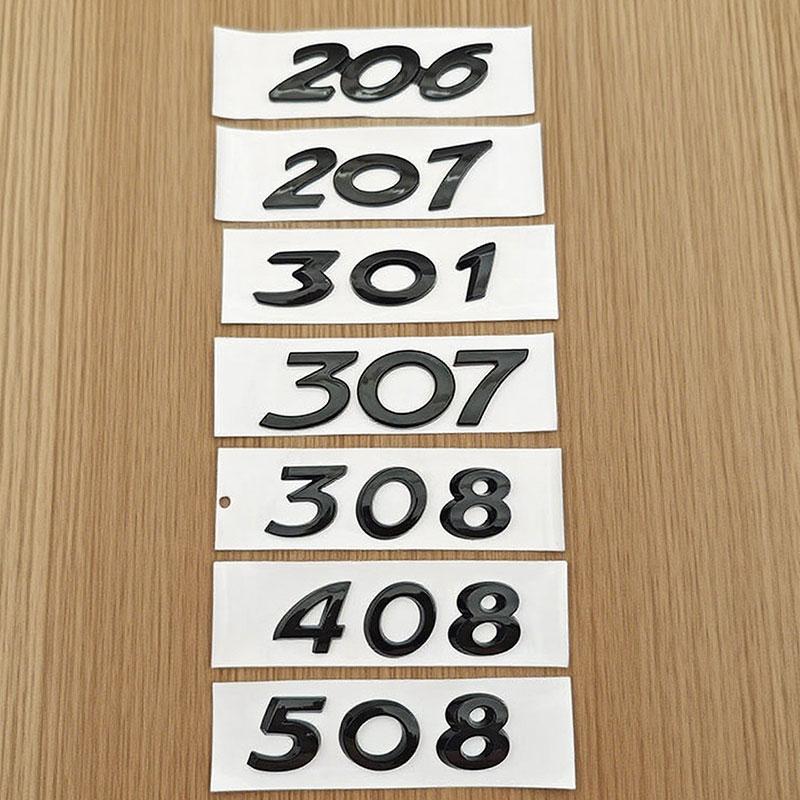 3D ABS Self-Adhesive Numbers 206 207 301 307 308 408 508 Logo Emblem Car Rear Trunk Sticker Badge Decal For Peugeot Accessories