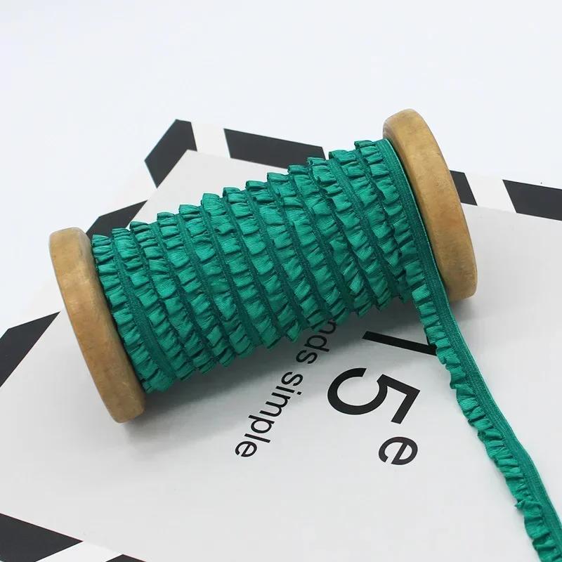 5-30Meters Meetee 10mm Elastic Bands Garment Stretch Ruffled Lace Trim Hairband Rubber Tapes DIY Clothing Sewing Accessories