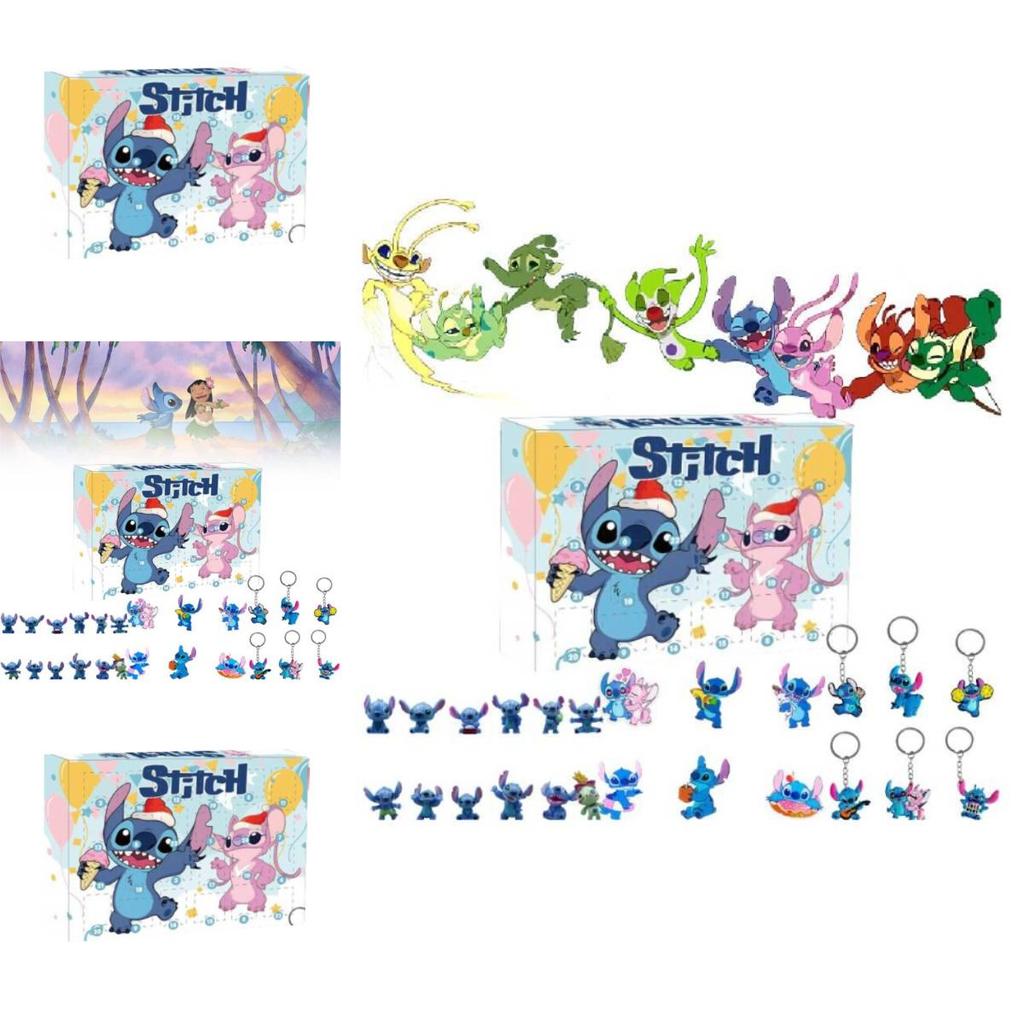 Stitch Christmas Countdown Calendar With 24 Keychain Toys For Holiday Gift And Interactive Play