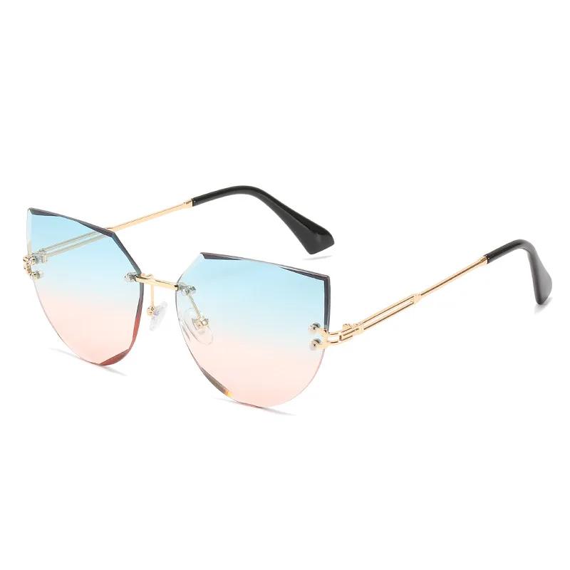 New Frameless Sunglasses Fashion Cat Eye Lentes De Sol Mujer Street Photography Trendy Accessories