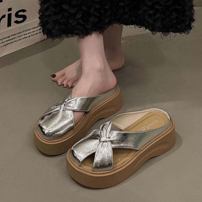Thick-soled JX heightened bag head half slippers women's summer outer wear new design sense fashion sandals