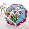 1pc Christmas Snowman, Automatic Folding Umbrella - 8-Rib Iron Frame, Windproof, Portable Sunshade with Plastic Handle for Travel & Outdoor