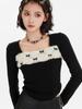 Y2K Vintage Slim T Shirts Women Autumn Winter Bottoming Crop Tops Patchwork Long Sleeve Tees Korean Fashion Pullover