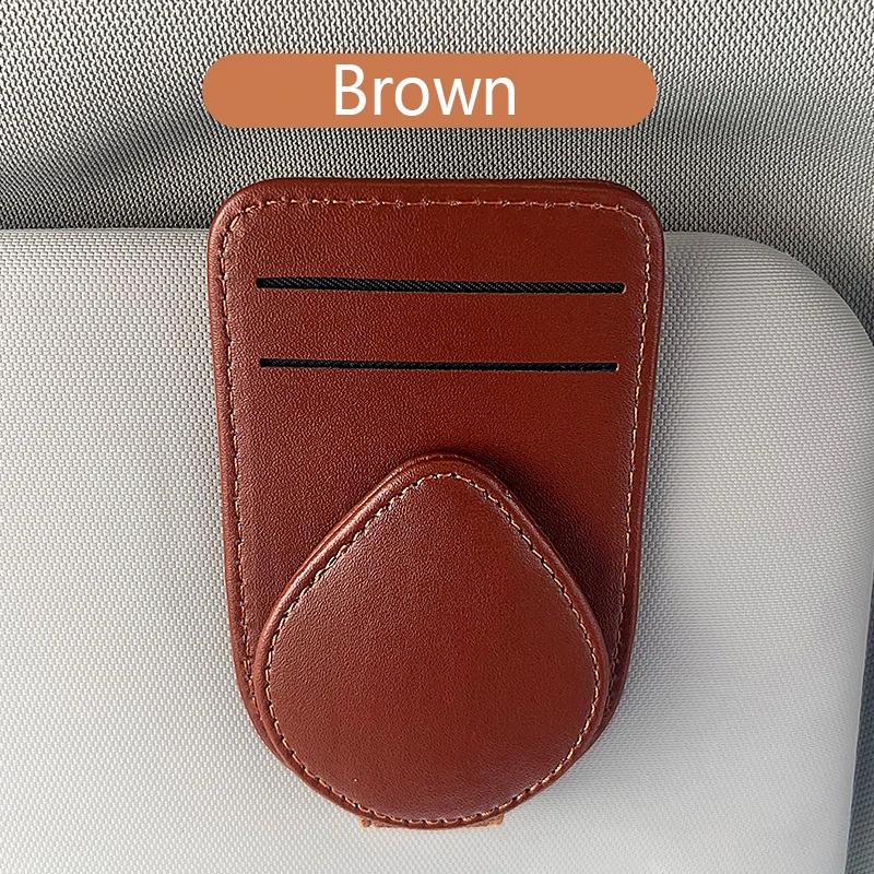 Car Sun Visor Glasses Case Leather Eyeglasses Clip Multifunction Magnetic Sunglasses Hanger Holder Universal Interior Accessorie