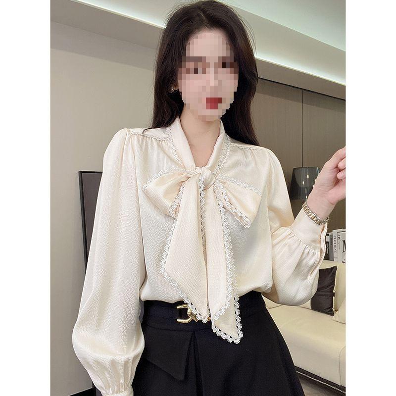 Women's Chic French-Style White Shirt - Trendy Base Layer for Spring & Autumn