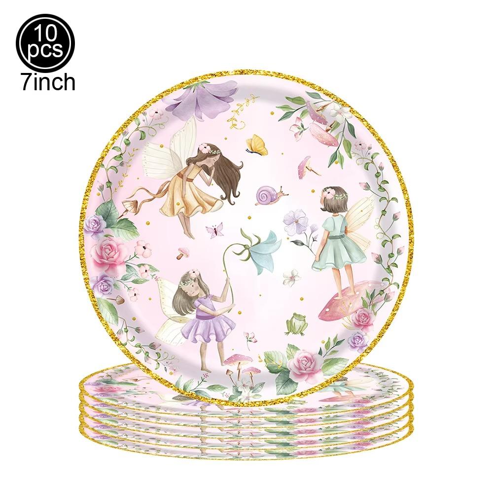 Pink Butterfly Flower Fairy Theme Disposable Tableware Plates Cups Napkins Girls Birthday Party Wedding Baby Shower Decor