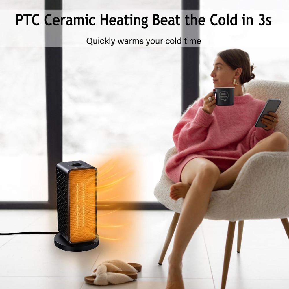 Household Portable Electric Heater PTC Fast Heating Vertical Warmer Machine Bedroom Office 70° Shake Head Heating Fans