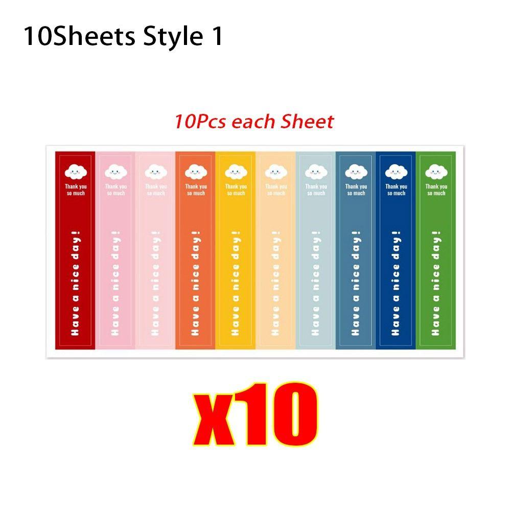 

100Pcs/10 Sheets Thank You For Your Support Milk Tea Sticker For Baking Goods Gift Decoration Style 1