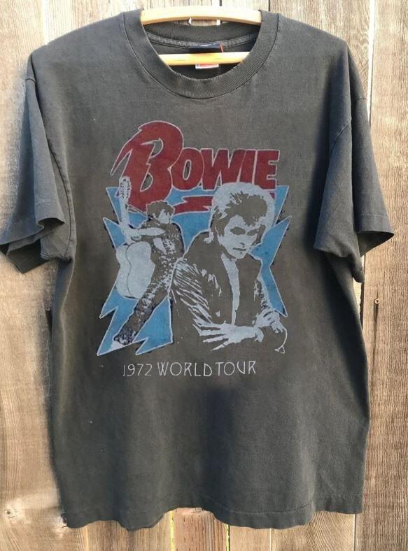 David Bowie Stile Retrò Tour 1972 Maglietta Unisex Carbone Uomo Donna WA0099