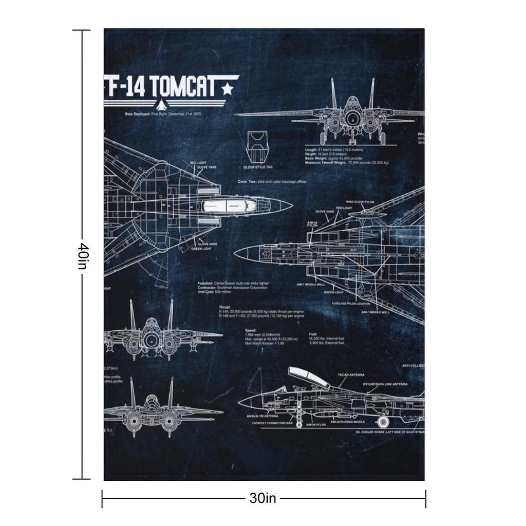Tomcat F-14 Blueprint Tapestry USAF Navy Throw Blanket Bed covers Plaid Vintage Soft Big Blankets