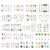 Vente Chaude 110 PCS Bijoux de Corps Piercing Sourcil Nombril Ventre Langue Lèvre Barre Anneau 24 Styles