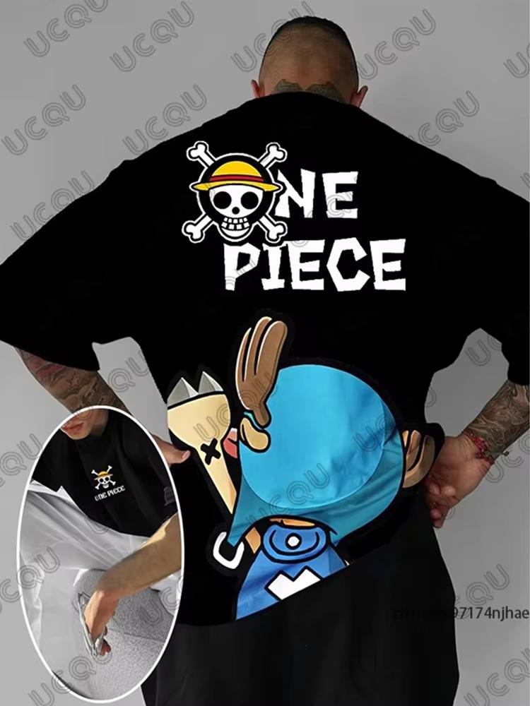 One Piece Luffy Zoro Anime Graphic Print Men's Cotton T-shirt Summer Short Sleeve Tees Clothes Casual Oversized Tops