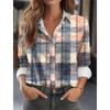 Fashion Multicolour Geometric Splicing Pattern 3D Print Women's Long Sleeves Shirt Autumn Women's Holiday Shirt Women's Clothing