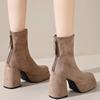 Fashion Small High Heel Stretch Skinny Boots Women 2025 Fall Winter New Block Heel Platform Platform Booties Fashion Boots