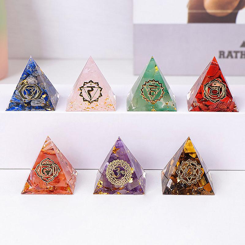 7Pcs Pyramid Set With Gift Box 3Cm Natural  Stone Pyramid  Energy Tower Home Decorative Ornament Home Decor