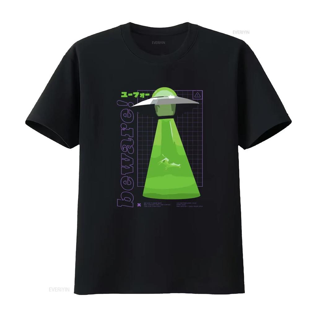 Alien Abducted Cow UFO Farmer T Shirt 100 Cotton Retro Sci Fi Design Breathable Casual homme S